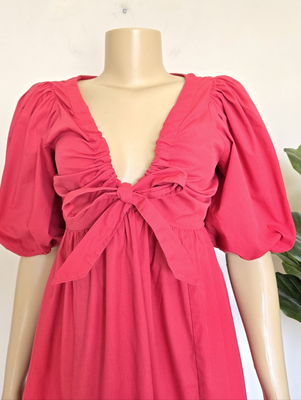 A&F Cotton Mini Dress bulging shoulders Princess Size S Pink Color Women's - Picture 4 of 11